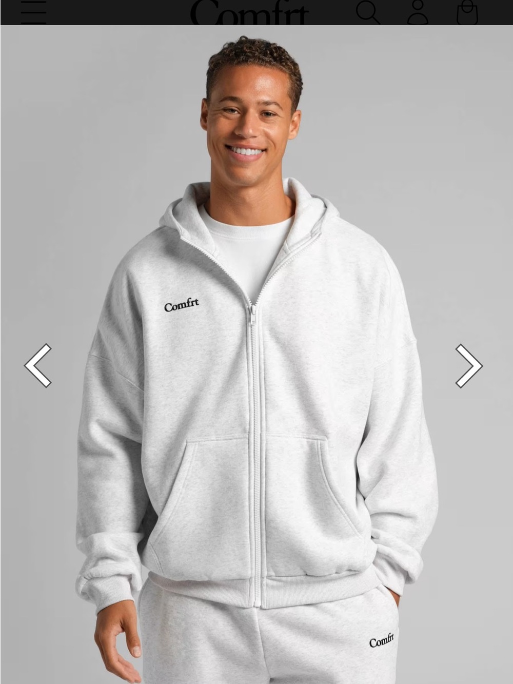 Comfrt Minimalist Light Gray Full Zip Hoodie Sz 3XL fits like xl
